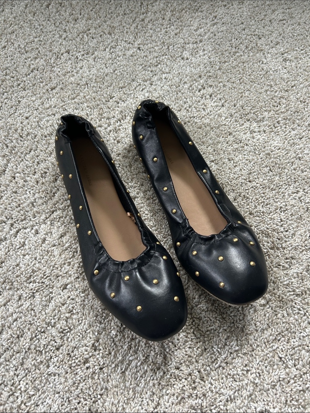 American Eagle Outfitters Black Ballet Flats with Gold Studs